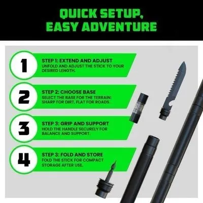 Tactical Hiking Stick w/ Integrated Survival Kit