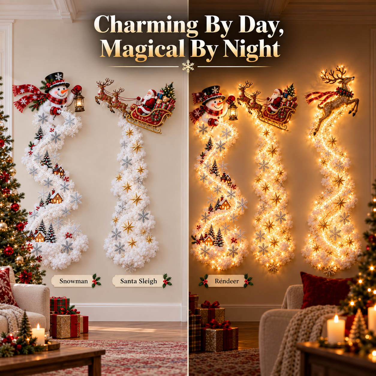 Santa sleigh Christmas Magic Trail Wall Light